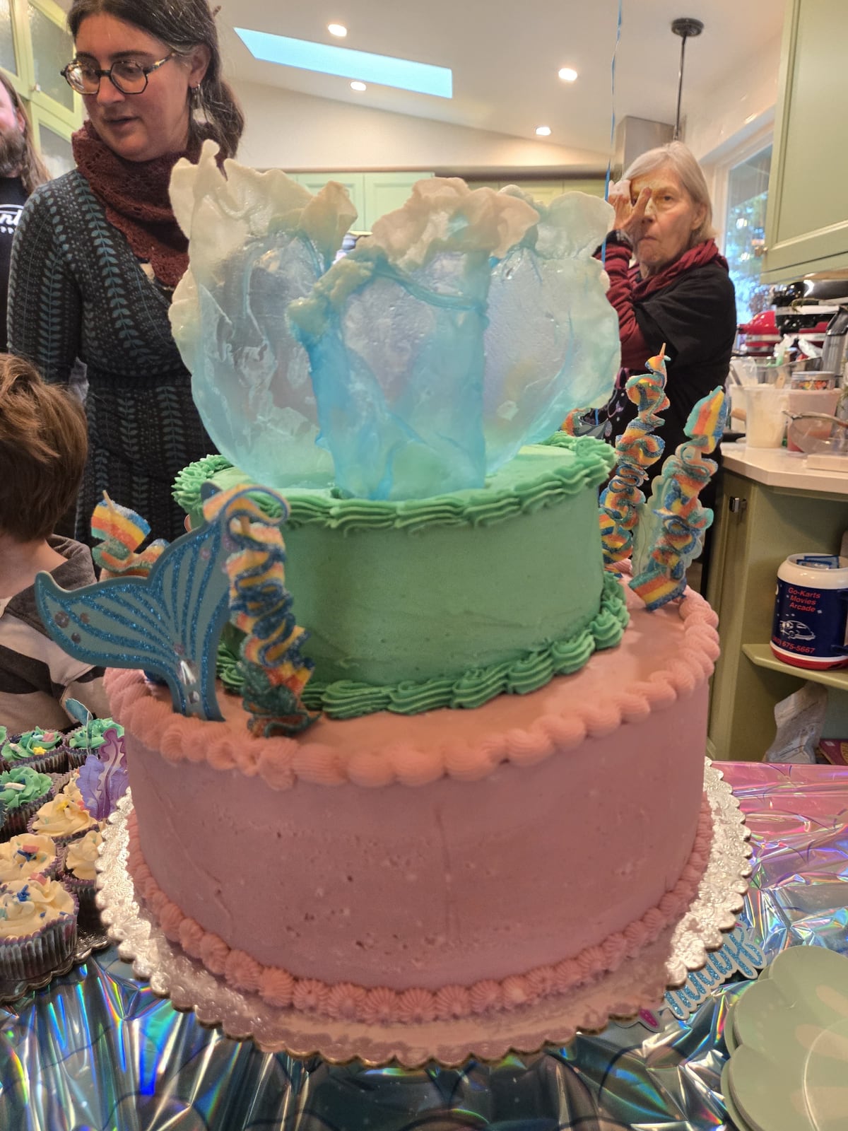 Mermaid cake with a sugar wave