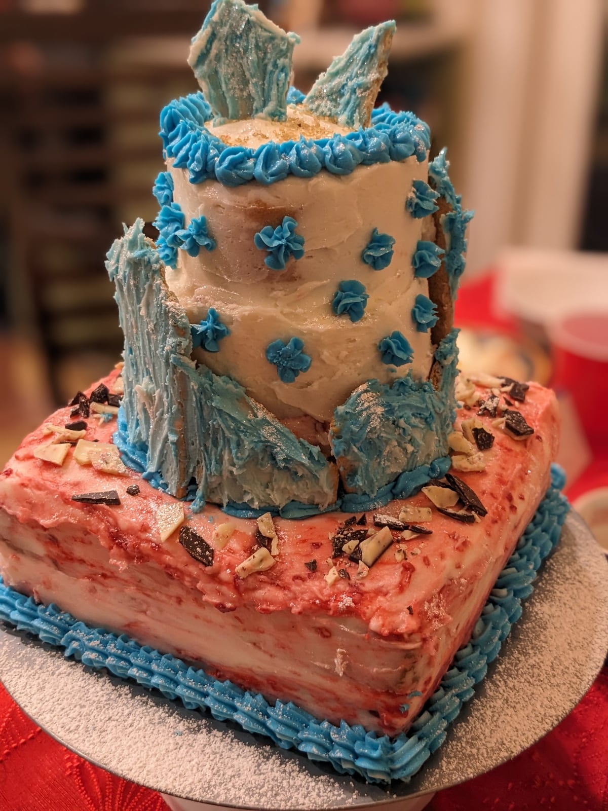 Blue wave tiered cake