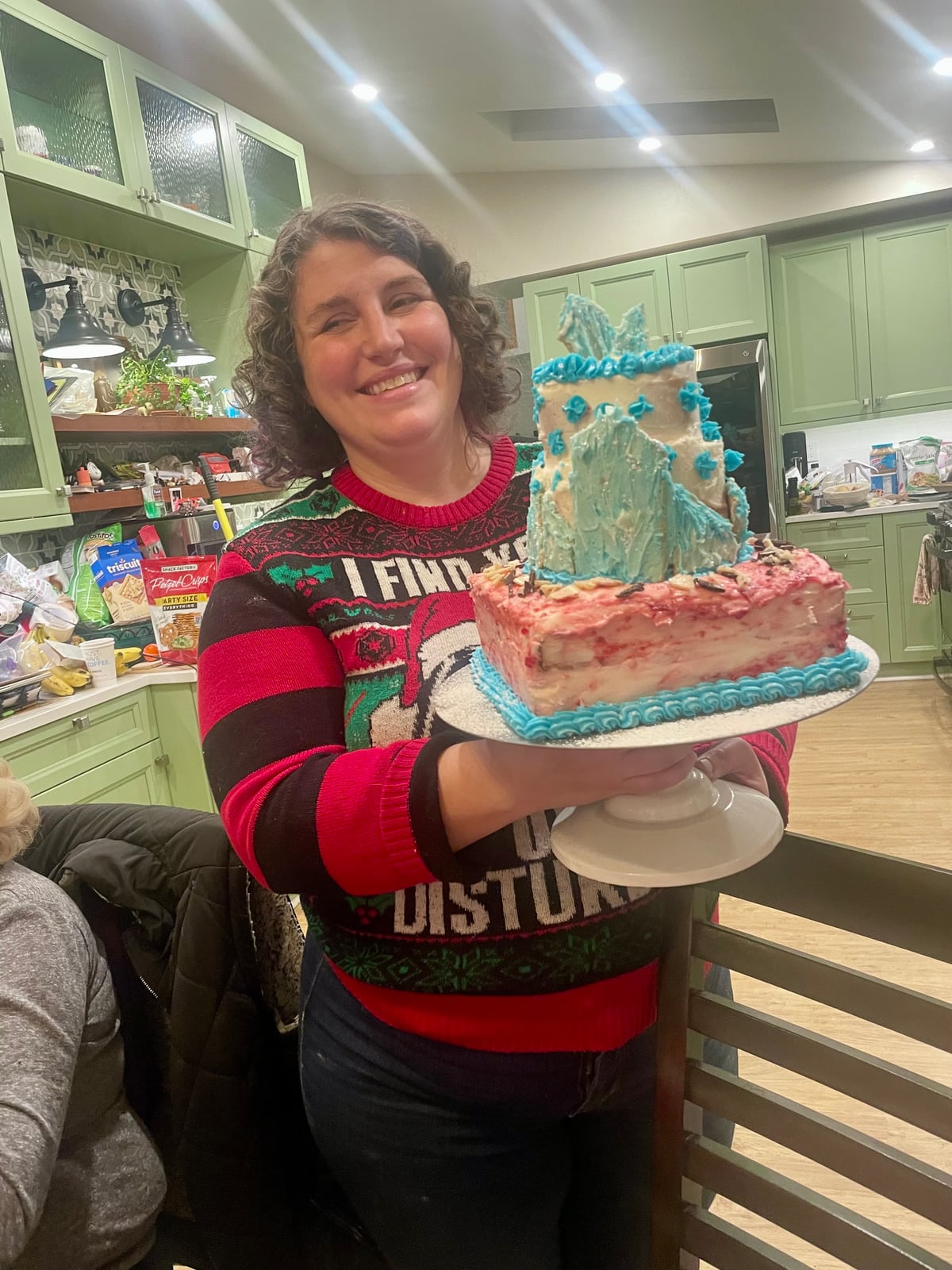Catherine with the ice-blue cake