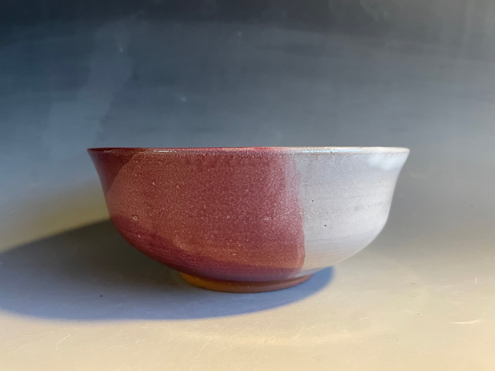 Raspberry and grey bowl