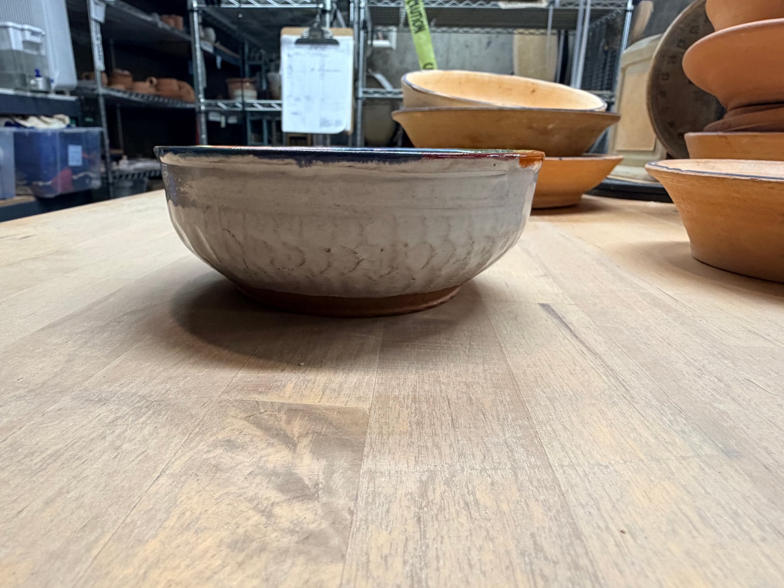 Grey bowl, rainbow rim
