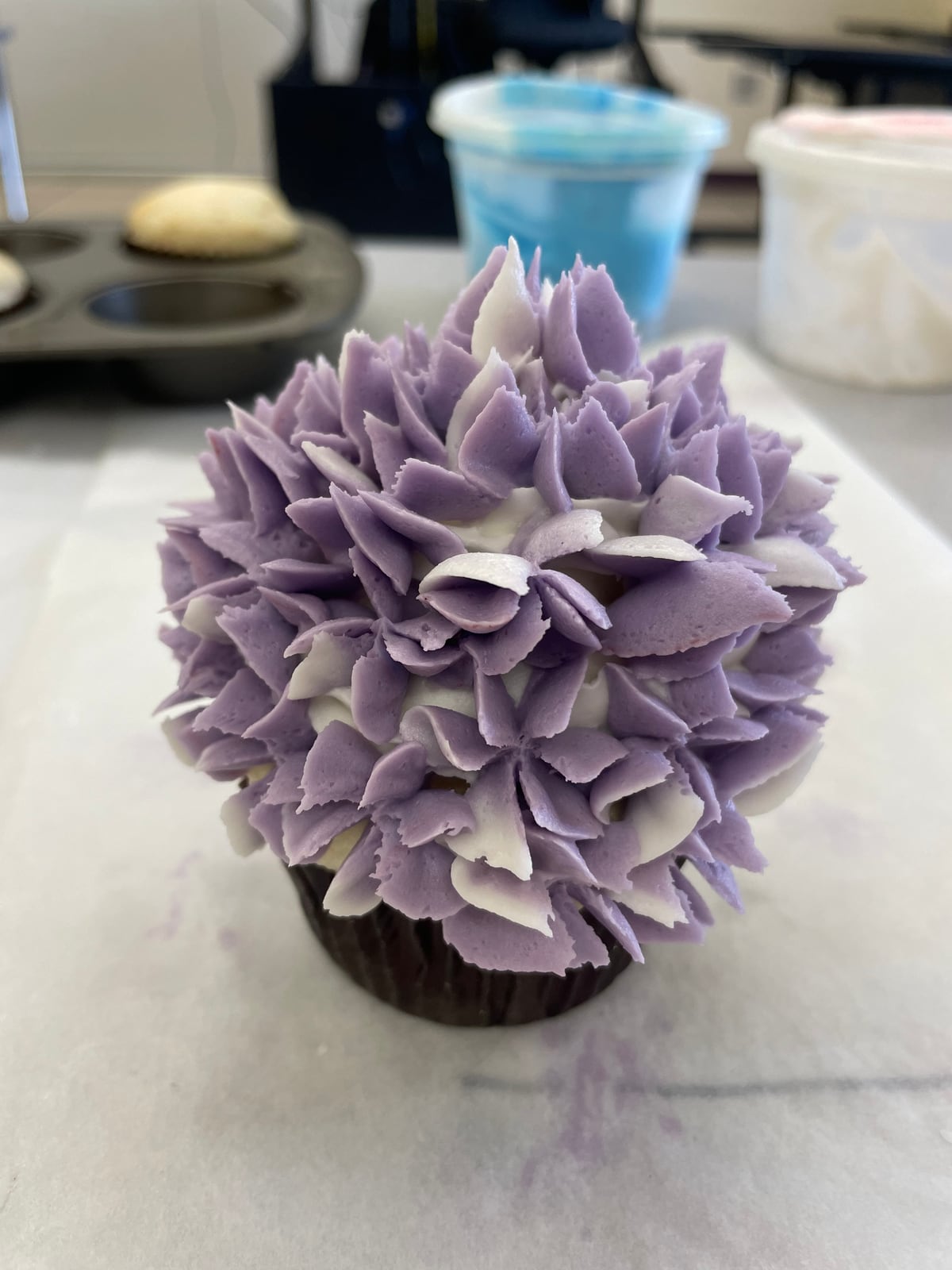 Lilac hydrangea cupcake