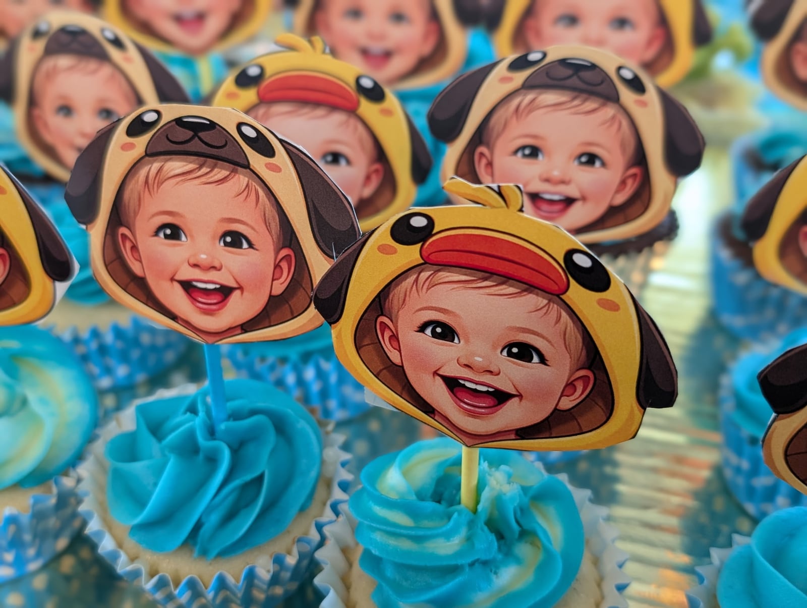 Birthday face cupcakes