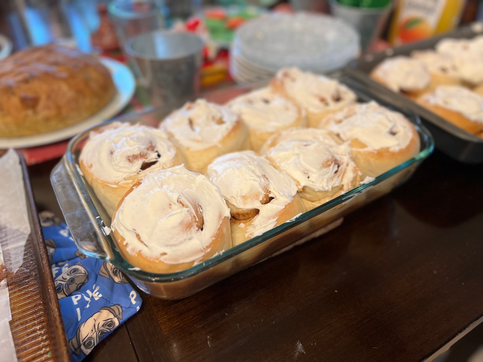 Frosted cinnamon rolls
