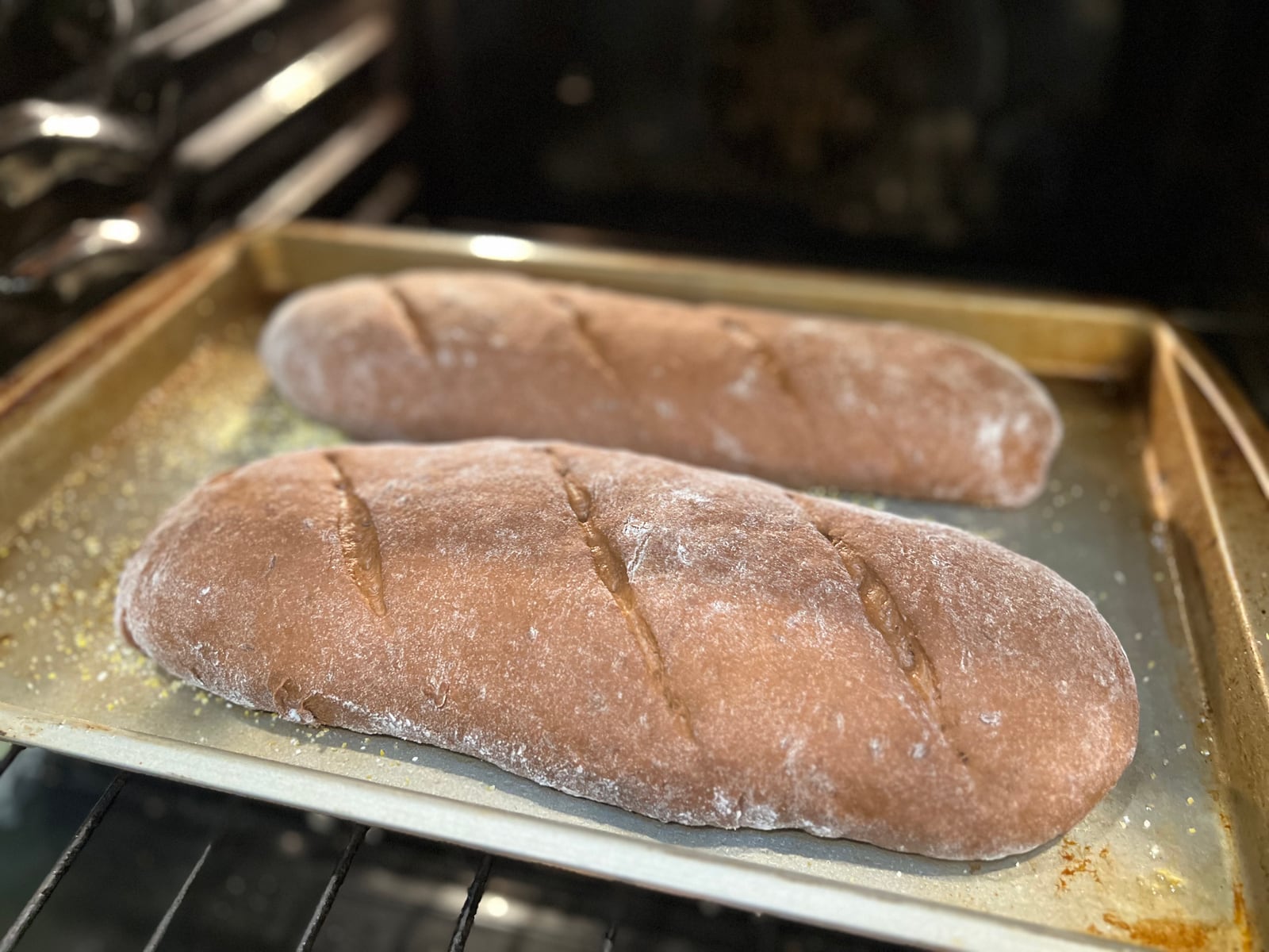 Two loaves in the oven
