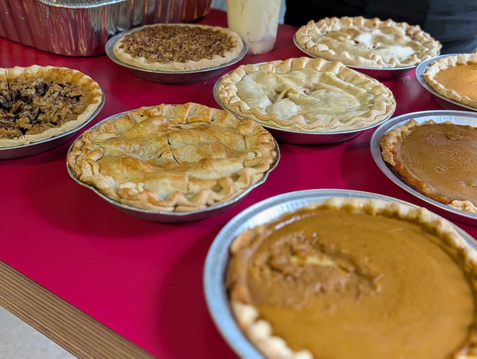 A table full of pies