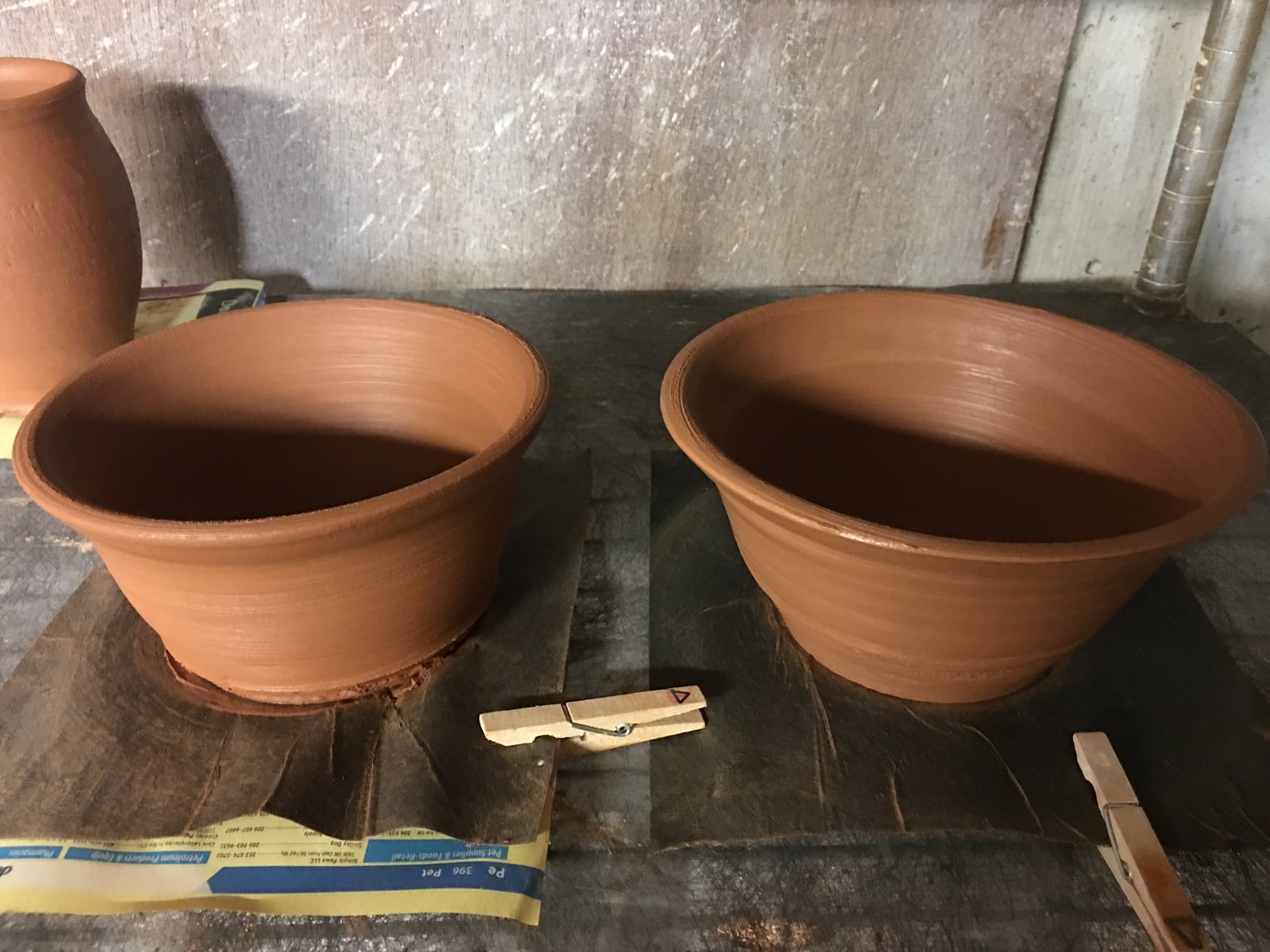 Freshly thrown bowls