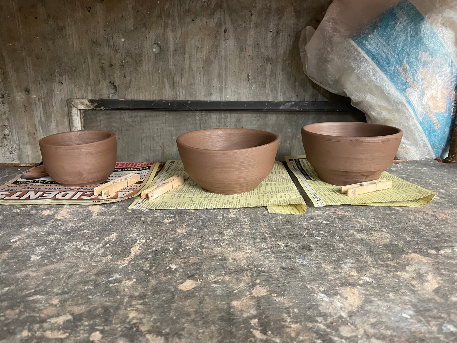 Bowls drying on the shelf