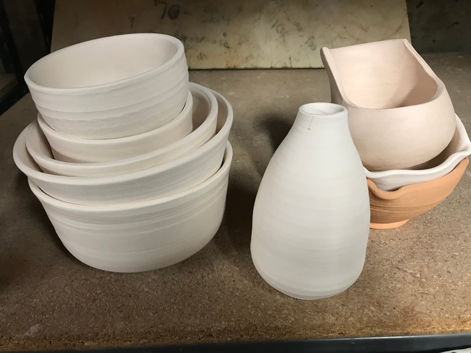 Nesting bowls before glazing
